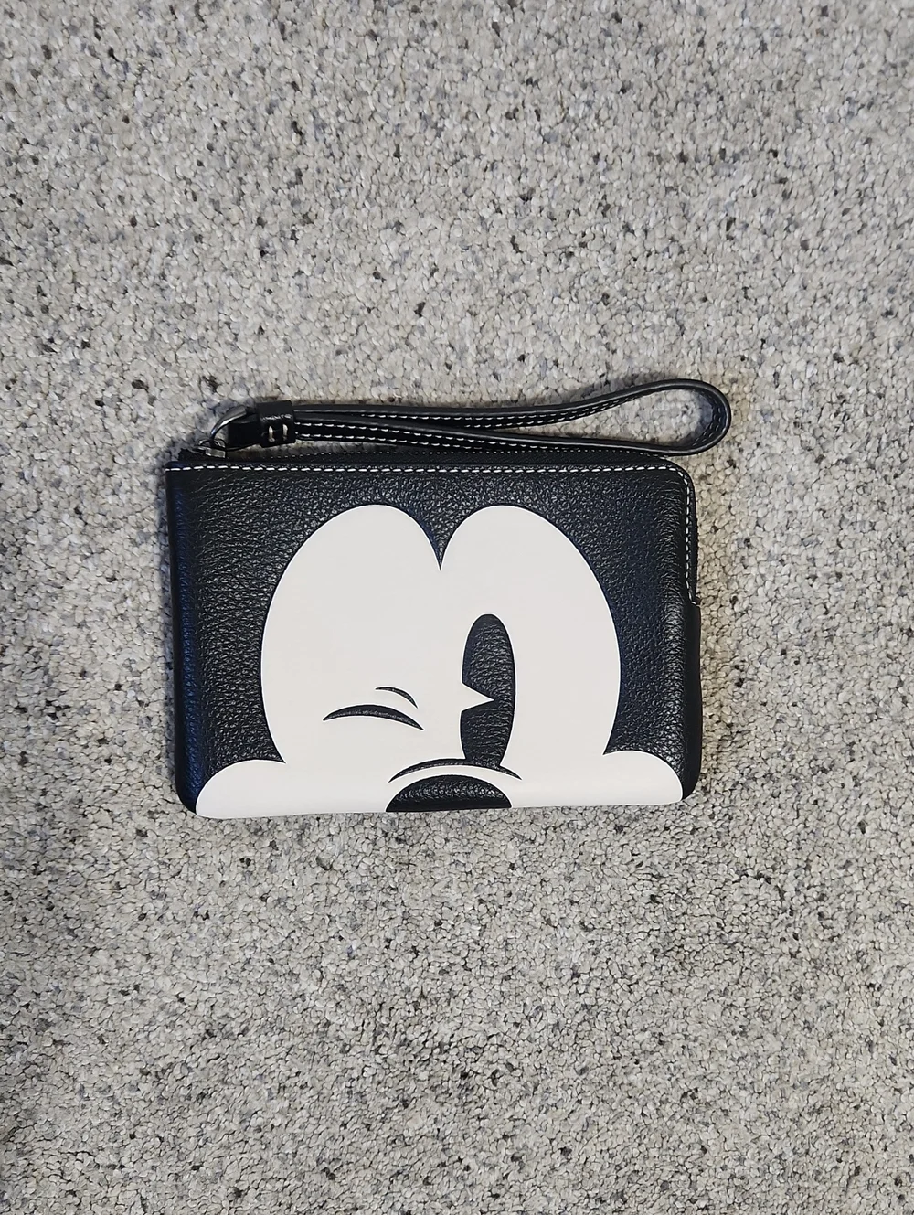 Disney x coach corner zip wristlet with wink Mickey Mouse wallet black/white